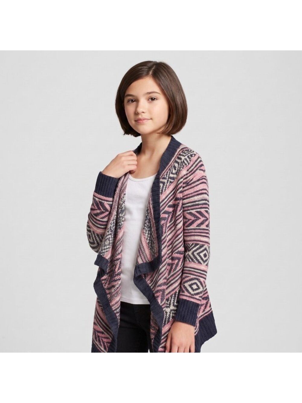 Pink Republic Girl's Open Front Aztec Print Cardigan Sweater in size Medium